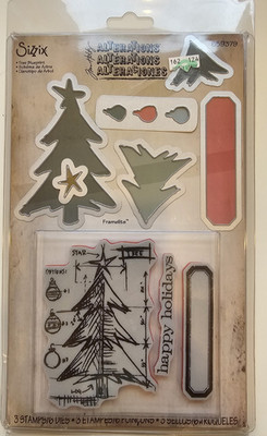 Tim Holtz Sizzix Tree Blueprint Framelits Alterations 9 Dies 3 Stamps New Sealed