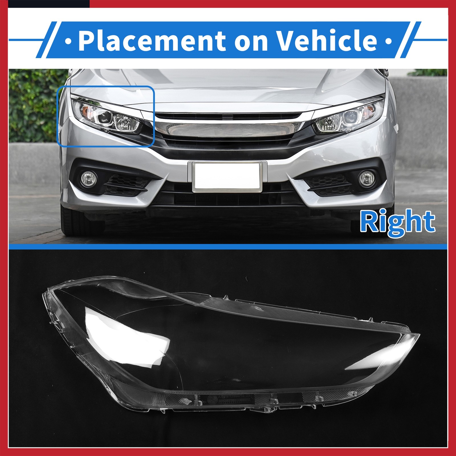 1Pcs Car Front Right Headlight Lens Cover for Maserati Ghibli 2014-2018 Clear