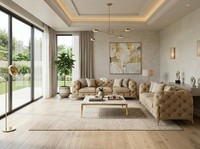 Klassisches Beiges Wohnzimmer-Set 3+2-Sitzer-Sofas Chesterfield Gesteppte