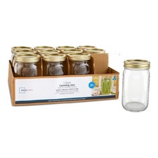 32 oz Mason Jars, Wide Mouth Quart Canning Jars with Lids and Rings, 12-Pack