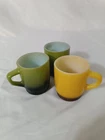 Set of 3 VTG Fire King Anchor Hocking Yellow & Green Ombre’ Coffee Mugs Cups
