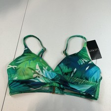 Top de bikini de natación Lauren Ralph Lauren 6 palmeras cartago torcido tropical con aros