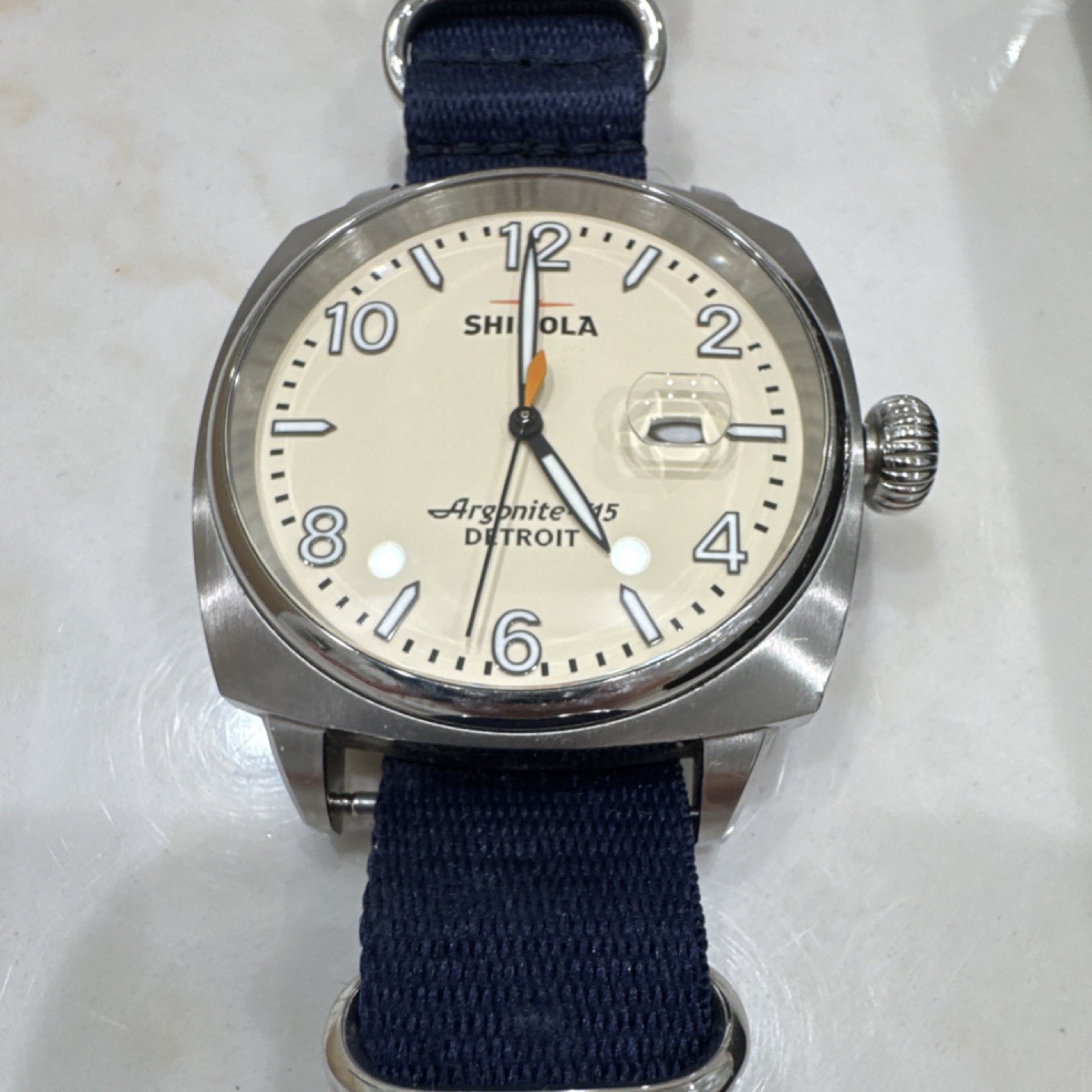 Shinola Argonite 715 Detroit Men's Blue Fabric Band Stainless Steel Wristwatch image 2