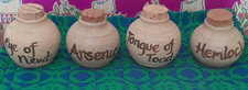 Apothecary Pots Hemlock Arsenic Tongue Of Toad Eye of Newt Vintage Pottery Decor