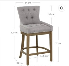 Atlantic Knightsbridge Oak Bar Stool Grey Fabric