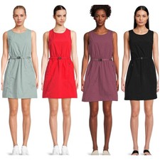 Avia Women's Round Neck | Lightweight | zipper pocket Sleeveless Dress w/ Belt