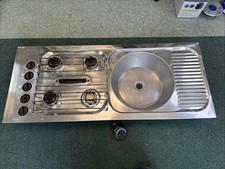 Caravan Motorhome Campervan Gas 4 Hob / Grill Stainless Steel With Sink Spinflo