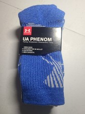 Under Armour UA Phenom 3 pk Youth Boy's crew socks Blue White Gray Size 13.5-4
