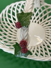 Ancien panier fraise tissage fait main Italie coupe à fruits céramique signé Vincent
