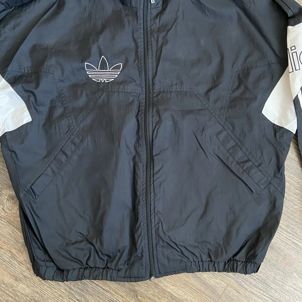 Jaqueta Adidas Vintage Anos 90 Color Block 3 Listras Quebra-Vento Zíper Completo Masculina Grande - Imagem 2 de 4