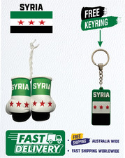 SYRIA / SYRIAN FLAG NEW , MINI BOXING GLOVES, BUY 1 PAIR GET 1 FREE KEYRING