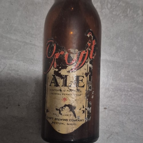 Croft Ale Brown Glass Beer Bottle 12 fl oz Paper Label Boston, MA