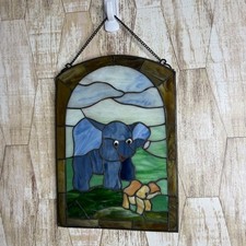 Stained Resin Sun Catcher Elephant Mother Baby Window Decor
