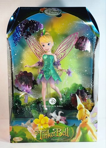DISNEY FAIRIES TINKER BELL PORZELLAN MESSING SCHLÜSSEL ANDENKEN PUPPE 2008 UNGEÖFFNETE BOX - Bild 1 von 24