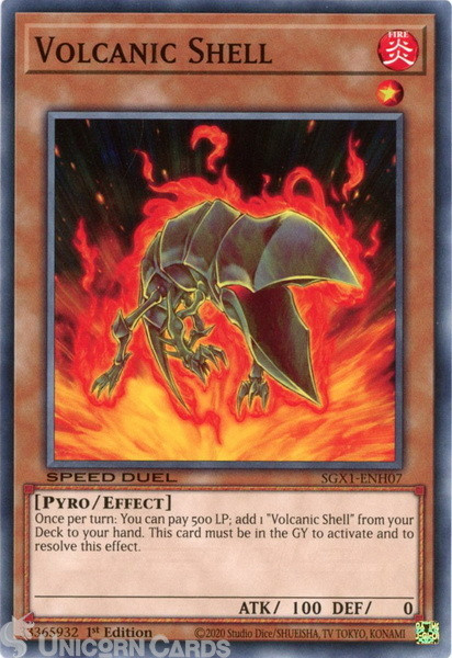 SGX1-ENH07 Volcanic Shell Common 1st Edition Mint YuGiOh Card