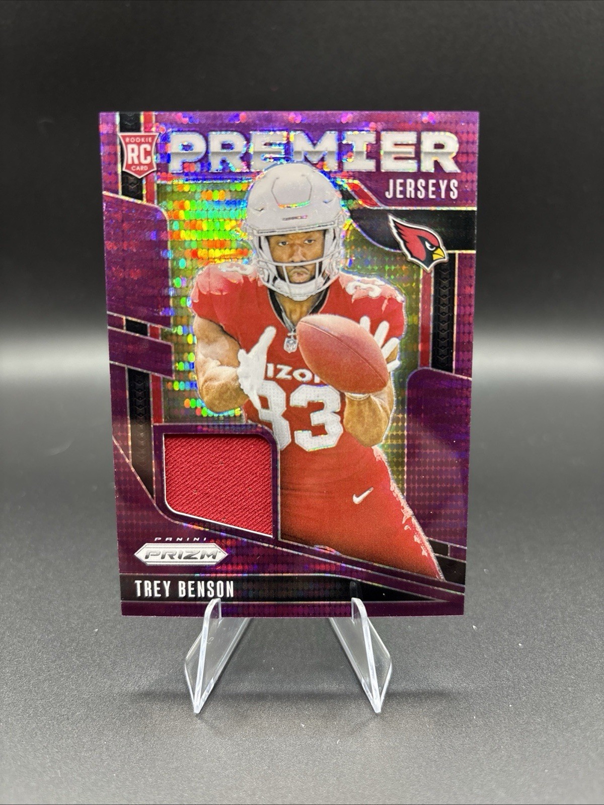 2024 Panini Prizm Trey Benson Premier Jerseys RC Purple Pulsar
