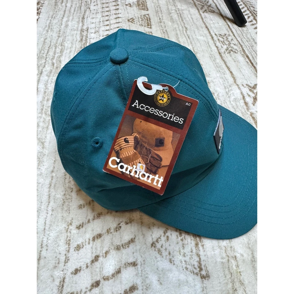 Gorra de béisbol vintage de nailon Carhartt verde azulado nueva con etiquetas ajustable talla única Foto 2 de 4