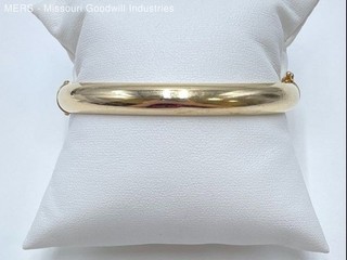 7" 14K Yellow Gold Italian Bangle Bracelet 10.76 Grams