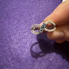 London Blue Topaz With White Zircon Sterling Silver Ring Size 9 JTV