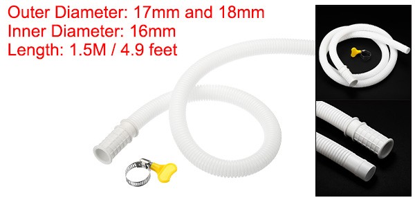 Universal Air Conditioner Drain Hose AC Units 16mm ID 4.9ft with Clamp White