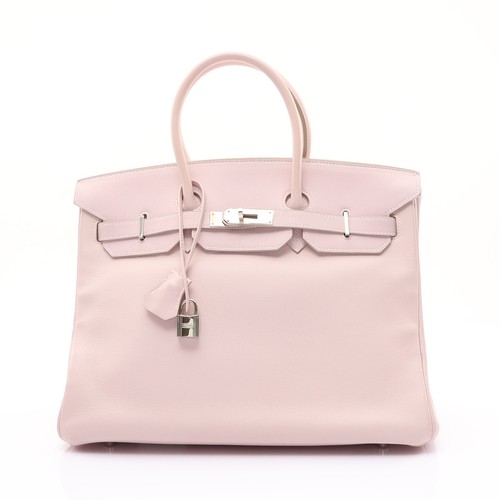 HERMES Birkin 35 Handbag Swift Leather Mauve Pale 口K Stamp PHW