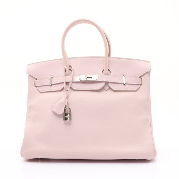 HERMES Birkin 35 Handbag Swift Leather Mauve Pale 口K Stamp PHW