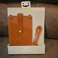 Women Cell Phone Cross Body Case Pouch Sleeve 3 card holders on the back - Brown