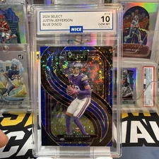 2024 SELECT JUSTIN JEFFERSON BLUE DISCO PRIZM 24/25 NICE Gem Mint 10!