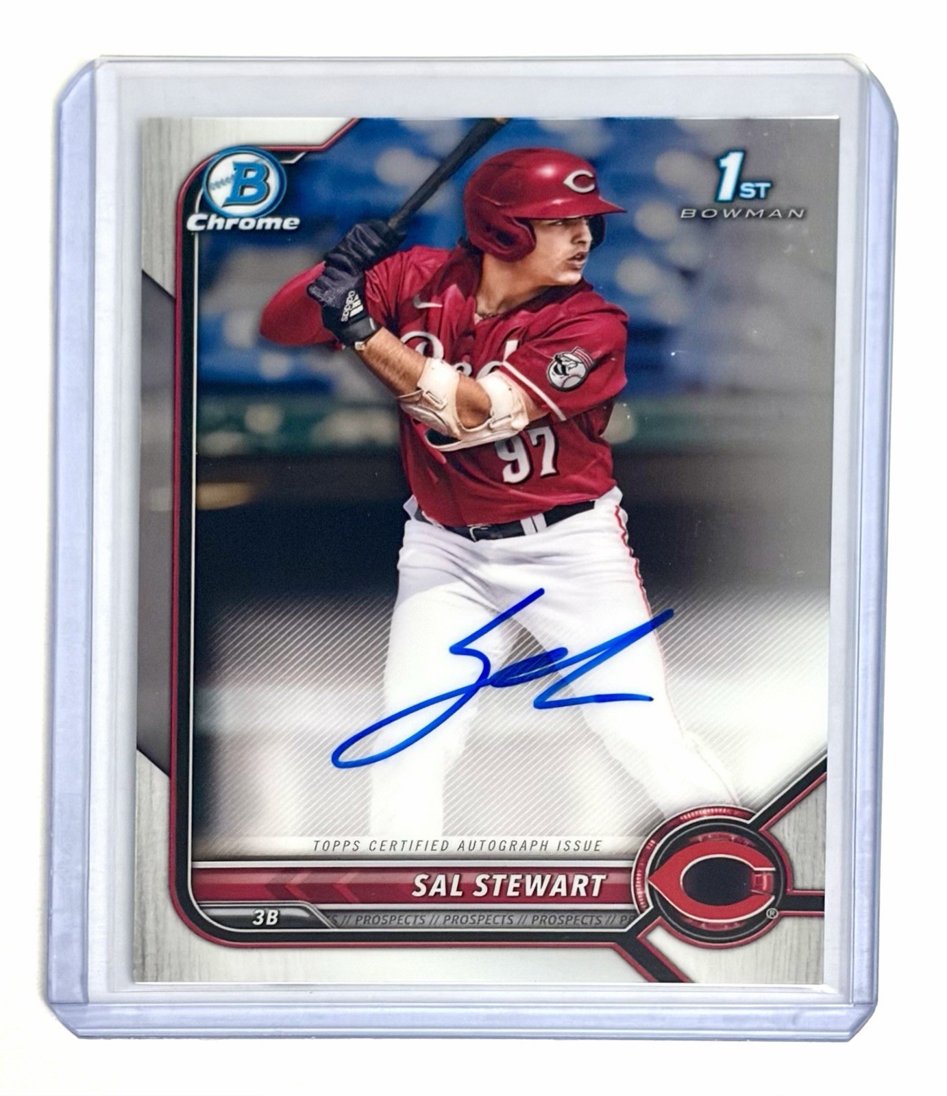 2022 Bowman Draft Sal Stewart Chrome Auto 1st Bowman Reds #CDA-SS