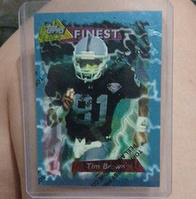 Topps 1995 Finest Tim Brown #111 Los Angeles Raiders Football Card Base Set