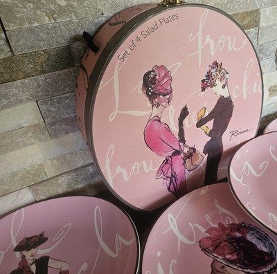 Rosanna ''Ladies who Lunch'' Salatteller 4er Set Französische Mode Illustrationen 
