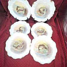 Antique Fish Set In Antique Ceramic & Porcelain Plates & Chargers