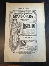 Metropolitan Opera House Grand Oper Liberto Siegfried From 1876