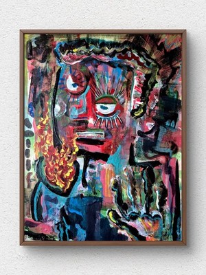 Original Abstract Expressionist Portrait Wall Art Acrylic Canvas Board 11 x 14