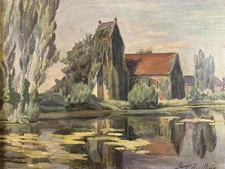 Léone Arpilliere (XX) Oil On Canvas Impressionist Landscape By The Seine