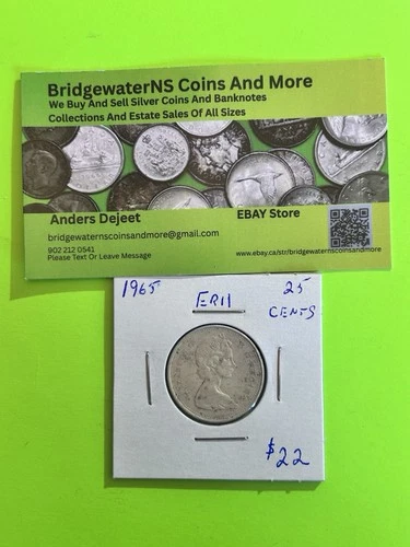 Canada 1965 Canadian Quarter. AG.  Queen Elizabeth II.   STARTING BELOW MELT