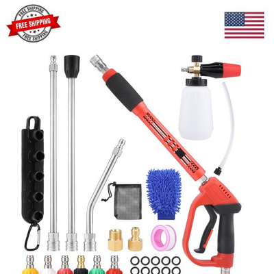 #ad 18Pcs Pressure Washer Accessories Car Wash Foam Cannon 5000PSI Pressure Was... $68.39