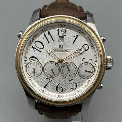 Louis Bolle Mens Watch 41mm Silver Dial Brown Leather Automatic A-5002-927