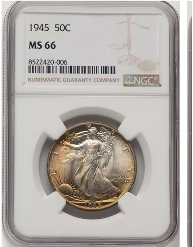 1945 50C Walking Liberty Half Dollar - NGC MS66 - PQ