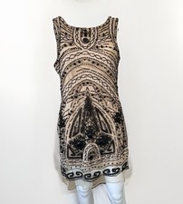 ASOS REVIVE Beaded Mini Dress Size 10 Nude Black Art Deco Glam Party NWT