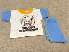 Peanuts Snoopy Strongman 2 Piece Shorts Set 6 Months Vintage 90  s