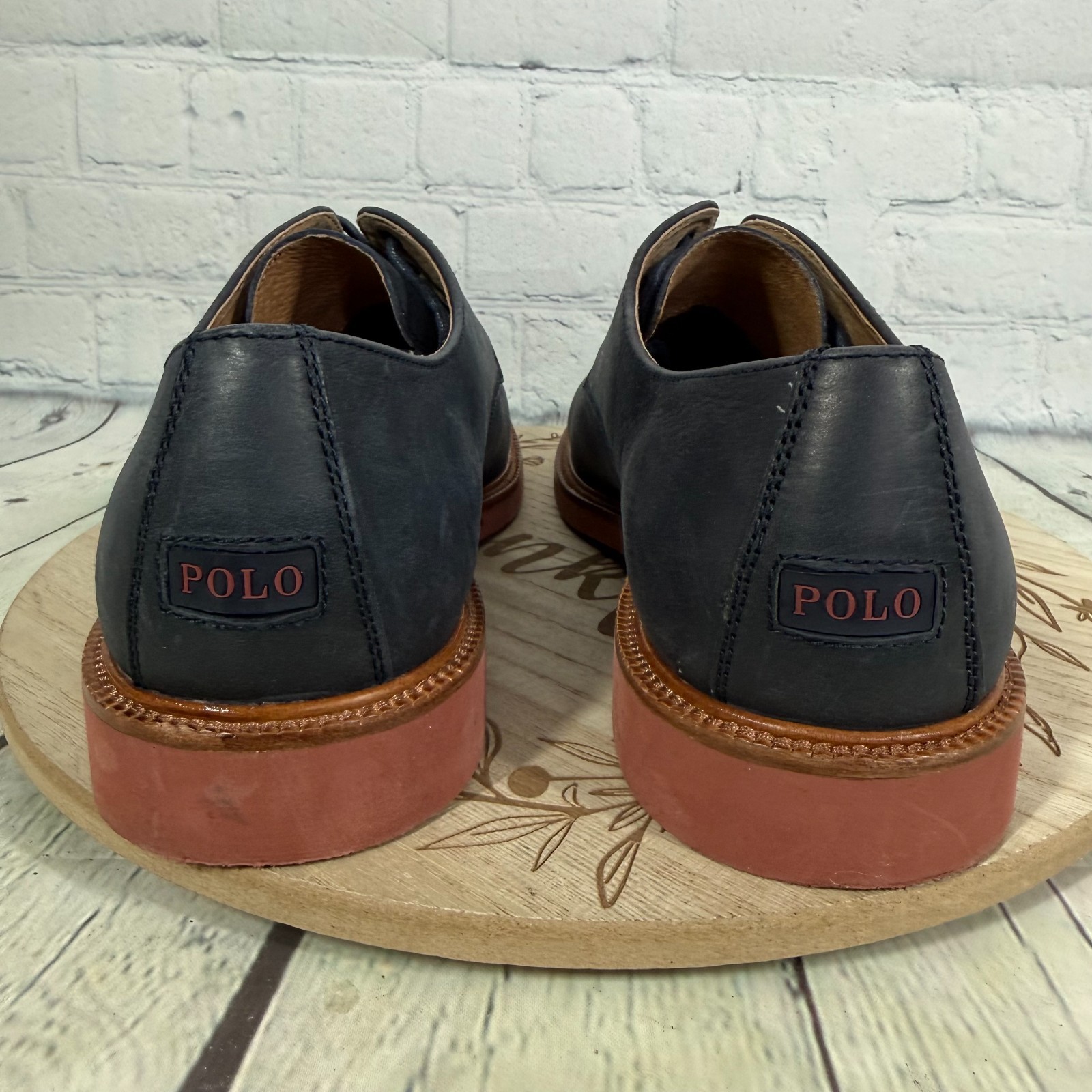 Polo Ralph Lauren Torrington NT Navy Blue Leather Oxford Bucks Size 9 D Shoes thumbnail 4