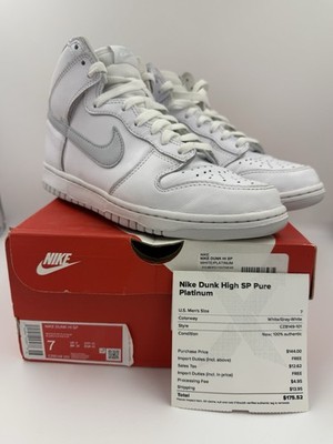 Size 7 - Nike Dunk SP High Pure Platinum