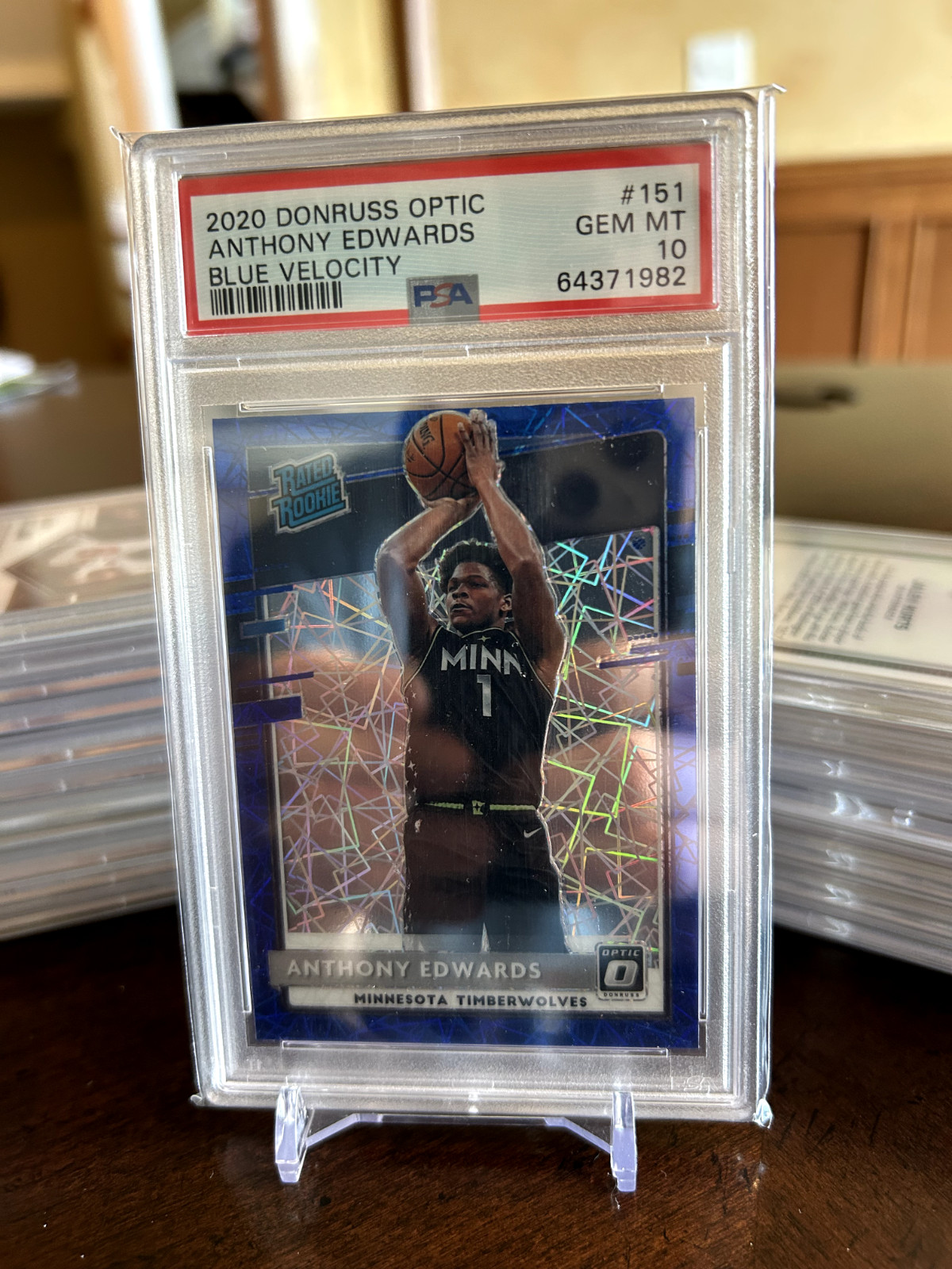 2020 Donruss Optic – Anthony Edwards Blue Velocity #151 PSA 10 (Gem Mint Rookie)