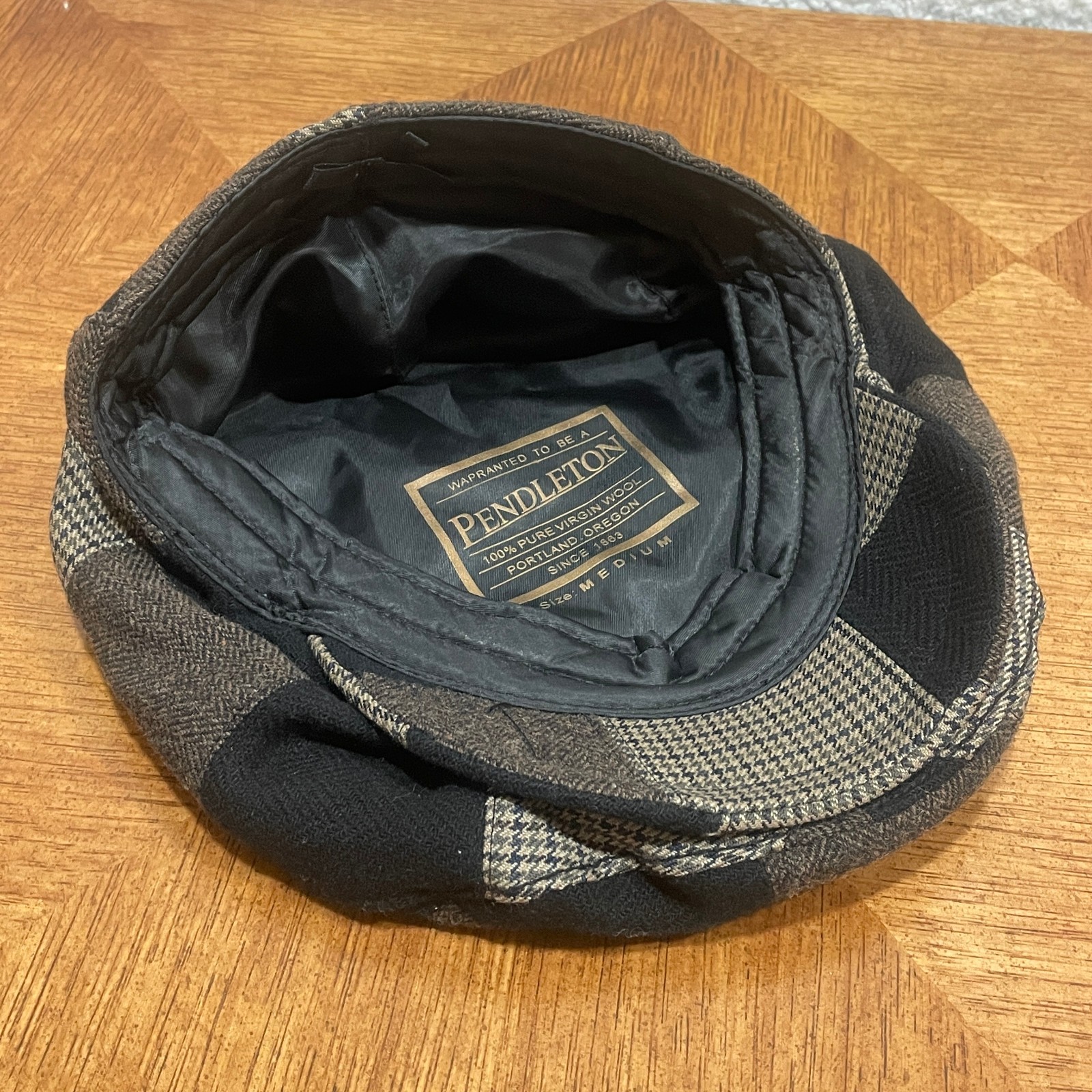 Pendleton Wool Patchwork Newsboy Cap Hat Mens Siz… - image 6