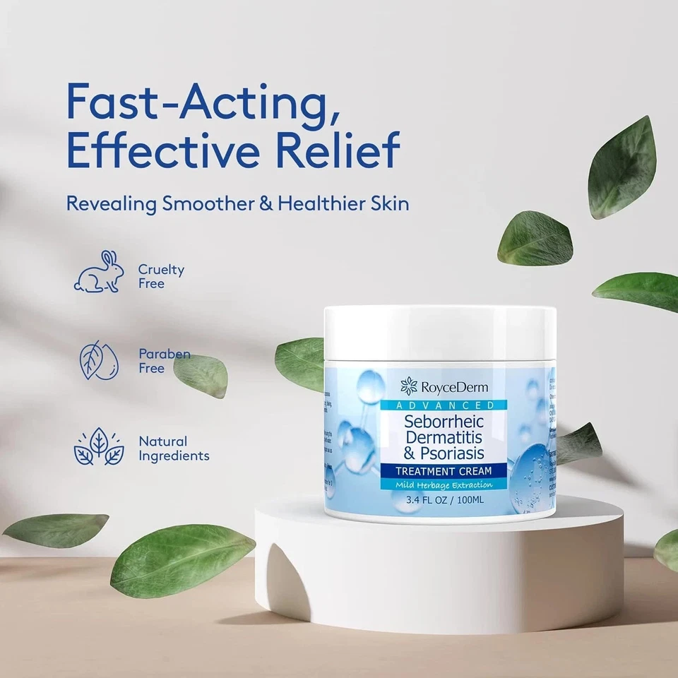 RoyceDerm Seborrheic 皮炎霜,牛皮癣霜,头皮治疗 3.4 盎司 — 第 3/3 张图片