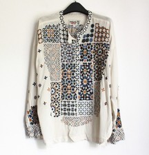 New Johnny Was Embroidered Silk Blouse, Boho Chic, Size XL