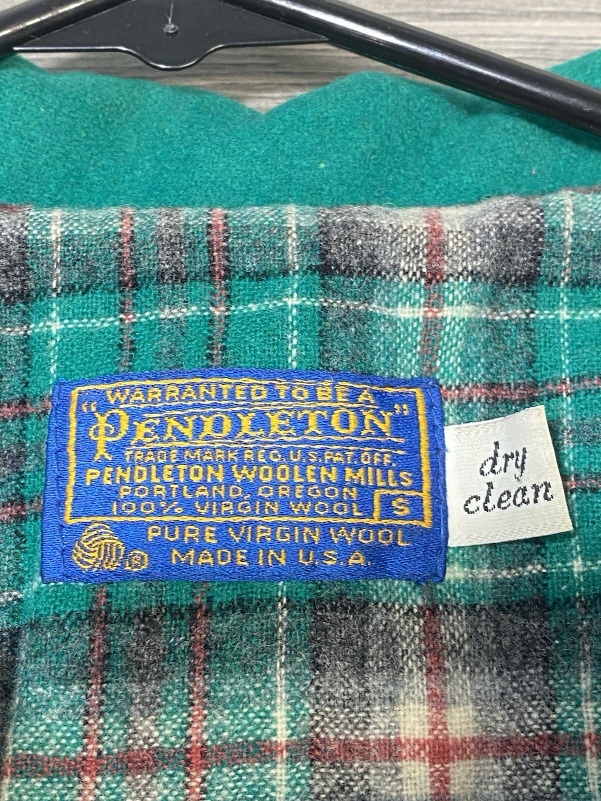 Vtg Pendleton Wool Plaid Lined Jacket Bomber Gree… - image 2