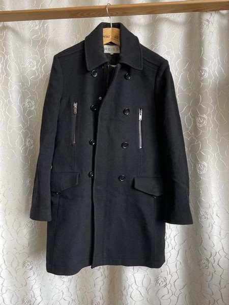 Men Reiss Coat Black Wool 38