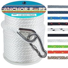 3/8 Inch 50 FT Anchor Rope, Boat Anchor Rope Solid Braid MFP, Anchor Line wit...